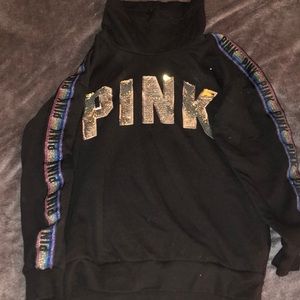 high neck pink sweater